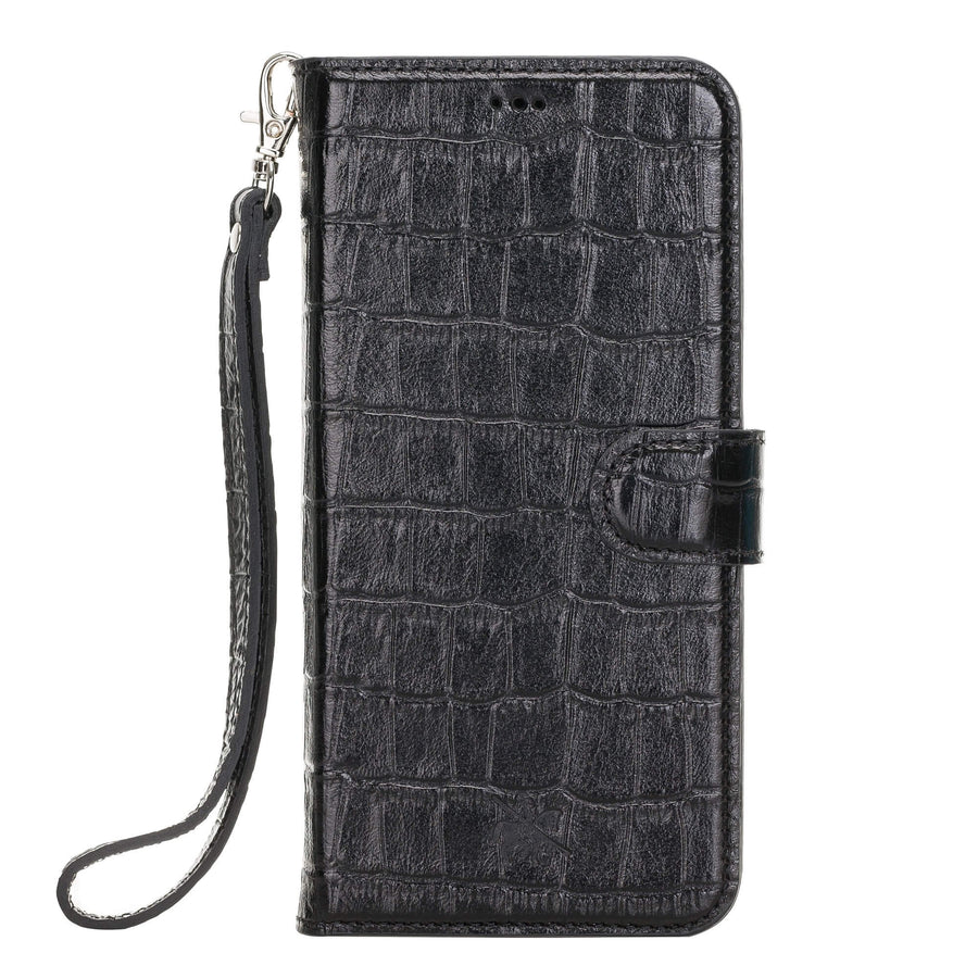 Luxury Black Crocodile Leather iPhone 12 Pro Detachable Wallet Case with Card Holder & MagSafe - Venito - 9