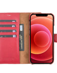 Luxury Red Leather iPhone 12 Pro Detachable Wallet Case with Card Holder & MagSafe - Venito - 2