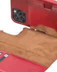 Luxury Red Leather iPhone 12 Pro Detachable Wallet Case with Card Holder & MagSafe - Venito - 3