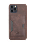 Luxury Dark Brown Leather iPhone 12 Pro Detachable Wallet Case with Card Holder & MagSafe - Venito - 5