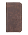Luxury Dark Brown Leather iPhone 12 Pro Detachable Wallet Case with Card Holder & MagSafe - Venito - 6