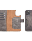 Luxury Gray Leather iPhone 12 Pro Detachable Wallet Case with Card Holder & MagSafe - Venito - 1