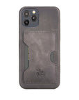 Luxury Gray Leather iPhone 12 Pro Detachable Wallet Case with Card Holder & MagSafe - Venito - 5