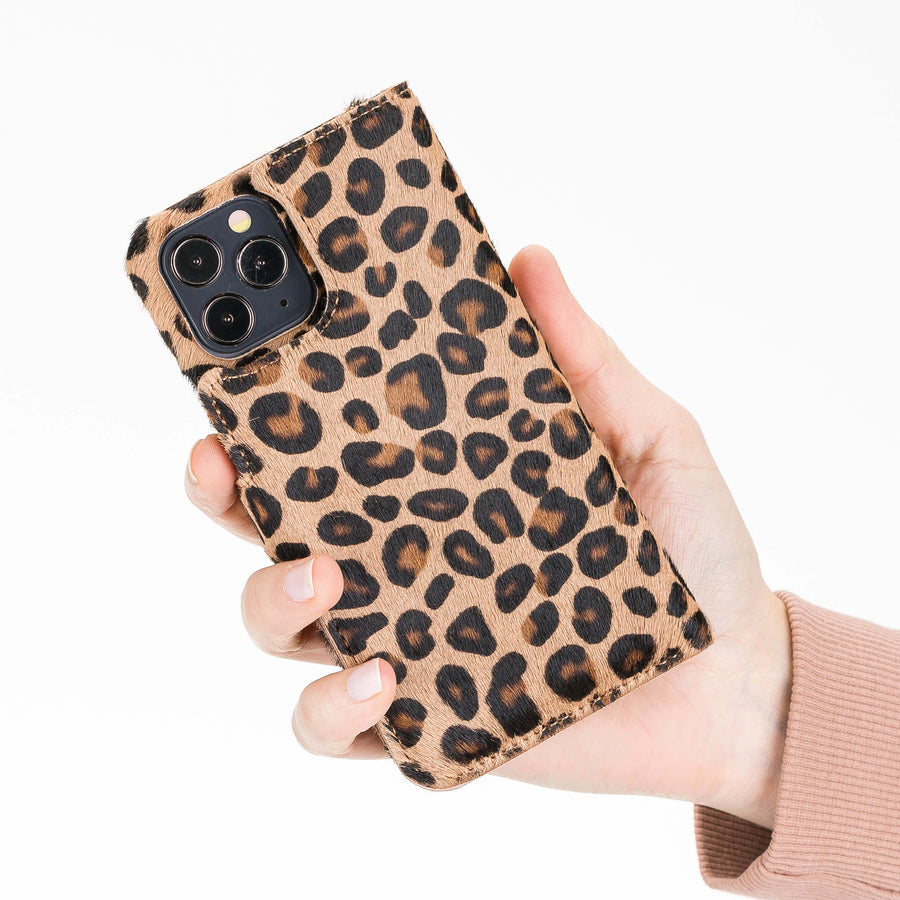 Luxury Leopard Leather iPhone 12 Pro Detachable Wallet Case with Card Holder & MagSafe - Venito - 7