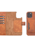 Luxury Brown Leather iPhone 12 Pro Max Detachable Wallet Case with Card Holder & MagSafe - Venito - 1