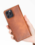 Luxury Brown Leather iPhone 12 Pro Max Detachable Wallet Case with Card Holder & MagSafe - Venito - 7