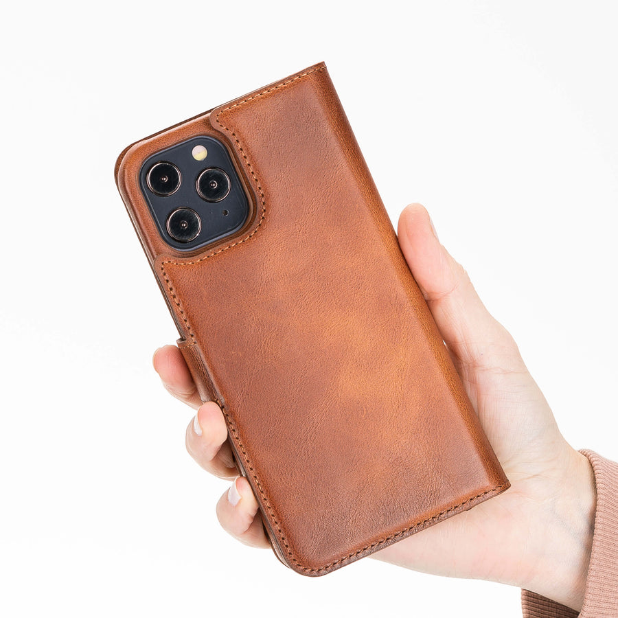 Luxury Brown Leather iPhone 12 Pro Max Detachable Wallet Case with Card Holder & MagSafe - Venito - 7