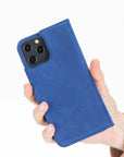 Luxury Blue Leather iPhone 12 Pro Max Detachable Wallet Case with Card Holder & MagSafe - Venito - 7