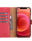 Luxury Red Leather iPhone 12 Pro Max Detachable Wallet Case with Card Holder & MagSafe - Venito - 2