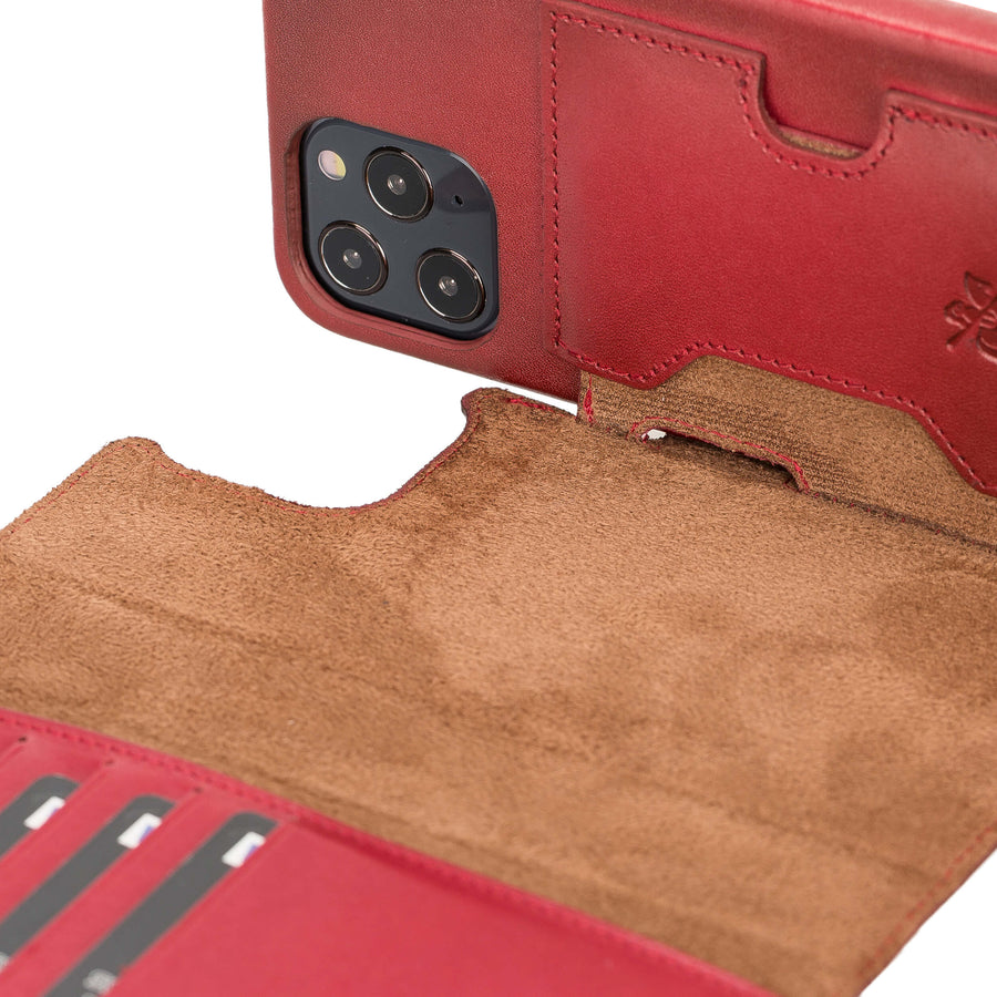 Luxury Red Leather iPhone 12 Pro Max Detachable Wallet Case with Card Holder & MagSafe - Venito - 3