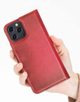 Luxury Red Leather iPhone 12 Pro Max Detachable Wallet Case with Card Holder & MagSafe - Venito - 7
