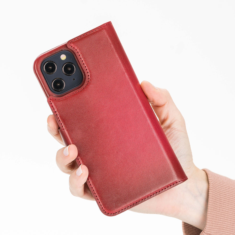 Luxury Red Leather iPhone 12 Pro Max Detachable Wallet Case with Card Holder & MagSafe - Venito - 7