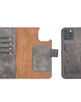 Luxury Gray Leather iPhone 12 Pro Max Detachable Wallet Case with Card Holder & MagSafe - Venito - 1