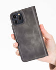 Luxury Gray Leather iPhone 12 Pro Max Detachable Wallet Case with Card Holder & MagSafe - Venito - 7