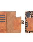Luxury Leopard Leather iPhone 12 Pro Max Detachable Wallet Case with Card Holder & MagSafe - Venito - 1