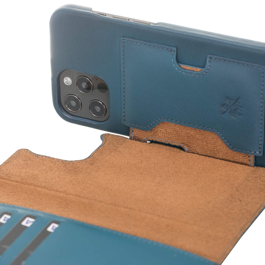 Luxury Pacific Blue Leather iPhone 12 Pro Max Detachable Wallet Case with Card Holder & MagSafe - Venito - 4