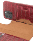 Luxury Red Crocodile Leather iPhone 12 Pro Max Detachable Wallet Case with Card Holder & MagSafe - Venito - 4