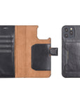 Luxury Black Leather iPhone 12 Pro Max Detachable Wallet Case with Card Holder & MagSafe - Venito - 1