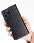 Luxury Black Leather iPhone 12 Pro Max Detachable Wallet Case with Card Holder & MagSafe - Venito - 7