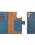 Luxury Pacific Blue Leather iPhone 12 Pro Detachable Wallet Case with Card Holder & MagSafe - Venito - 1