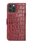 Luxury Red Crocodile Leather iPhone 12 Pro Detachable Wallet Case with Card Holder & MagSafe - Venito - 8