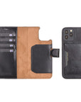 Luxury Black Leather iPhone 12 Pro Detachable Wallet Case with Card Holder & MagSafe - Venito - 1