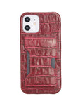 Luxury Red Crocodile Leather iPhone 12 Detachable Wallet Case with Card Holder & MagSafe - Venito - 5
