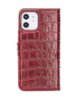 Luxury Red Crocodile Leather iPhone 12 Detachable Wallet Case with Card Holder & MagSafe - Venito - 8