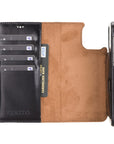 Luxury Black Leather iPhone 12 Detachable Wallet Case with Card Holder & MagSafe - Venito - 2