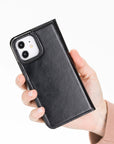 Luxury Black Leather iPhone 12 Detachable Wallet Case with Card Holder & MagSafe - Venito - 7
