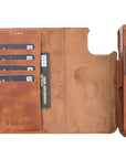 Florence Luxury Brown Leather iPhone 13 Detachable Wallet Case with Card Holder & MagSafe - Venito - 3