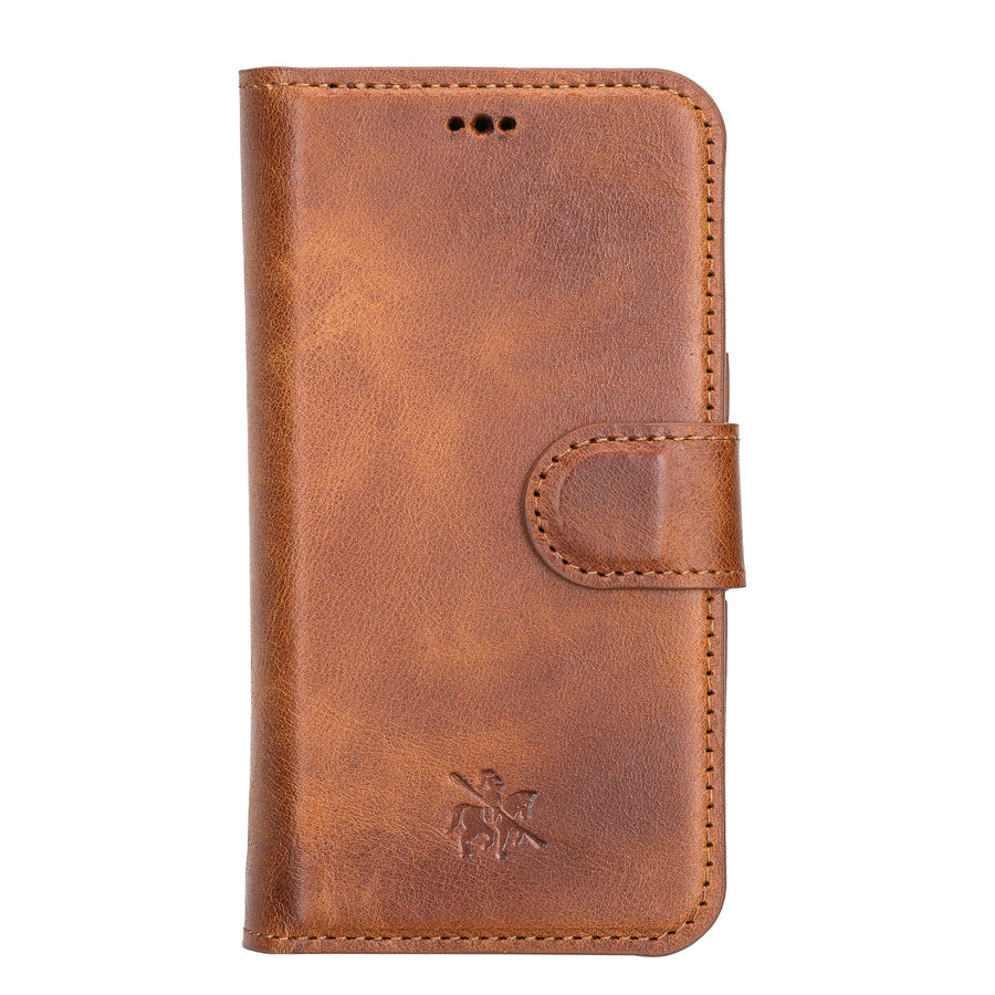 Florence Luxury Brown Leather iPhone 13 Detachable Wallet Case with Card Holder & MagSafe - Venito - 7