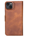 Florence Luxury Brown Leather iPhone 13 Detachable Wallet Case with Card Holder & MagSafe - Venito - 8