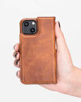 Florence Luxury Brown Leather iPhone 13 Detachable Wallet Case with Card Holder & MagSafe - Venito - 9