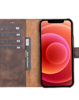 Florence Luxury Dark Brown Leather iPhone 13 Detachable Wallet Case with Card Holder & MagSafe - Venito - 2