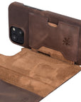 Florence Luxury Dark Brown Leather iPhone 13 Detachable Wallet Case with Card Holder & MagSafe - Venito - 4