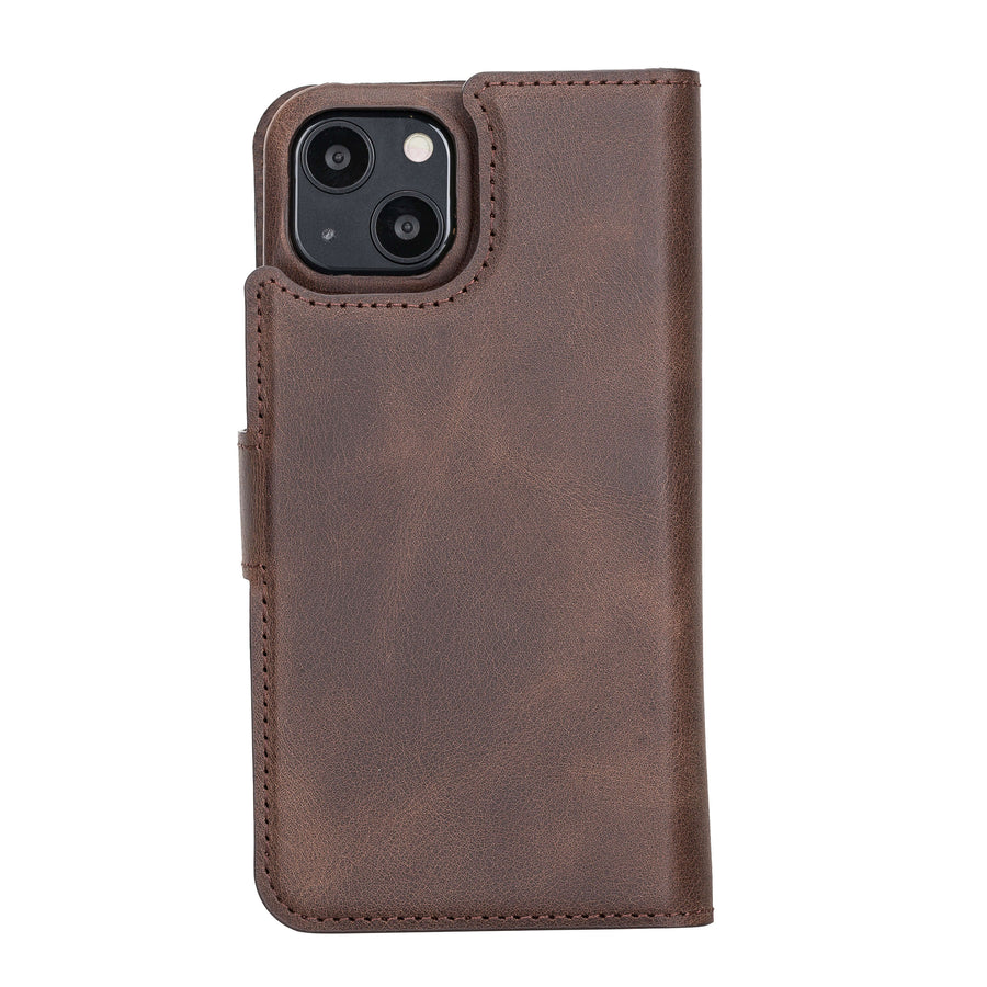 Florence Luxury Dark Brown Leather iPhone 13 Detachable Wallet Case with Card Holder & MagSafe - Venito - 8