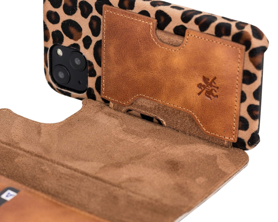 Florence Luxury Leopard Leather iPhone 13 Detachable Wallet Case with Card Holder & MagSafe - Venito - 4