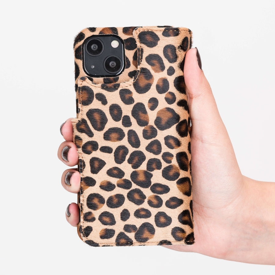 Florence Luxury Leopard Leather iPhone 13 Detachable Wallet Case with Card Holder & MagSafe - Venito - 9