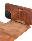 Florence Luxury Brown Leather iPhone 13 Mini Detachable Wallet Case with Card Holder & MagSafe - Venito - 4