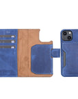 Florence Luxury Blue Leather iPhone 13 Mini Detachable Wallet Case with Card Holder & MagSafe - Venito - 1