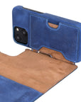 Florence Luxury Blue Leather iPhone 13 Mini Detachable Wallet Case with Card Holder & MagSafe - Venito - 4