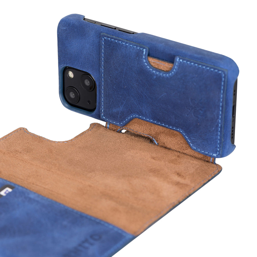 Florence Luxury Blue Leather iPhone 13 Mini Detachable Wallet Case with Card Holder & MagSafe - Venito - 4