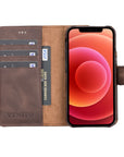 Florence Luxury Dark Brown Leather iPhone 13 Mini Detachable Wallet Case with Card Holder & MagSafe - Venito - 2