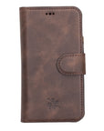 Florence Luxury Dark Brown Leather iPhone 13 Mini Detachable Wallet Case with Card Holder & MagSafe - Venito - 7