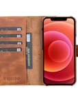 Florence Luxury Brown Leather iPhone 13 Pro Detachable Wallet Case with Card Holder & MagSafe - Venito - 2