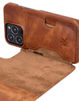 Florence Luxury Brown Leather iPhone 13 Pro Detachable Wallet Case with Card Holder & MagSafe - Venito - 4