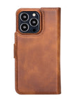 Florence Luxury Brown Leather iPhone 13 Pro Detachable Wallet Case with Card Holder & MagSafe - Venito - 8