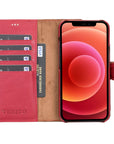 Florence Luxury Red Leather iPhone 13 Pro Detachable Wallet Case with Card Holder & MagSafe - Venito - 2
