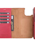 Florence Luxury Red Leather iPhone 13 Pro Detachable Wallet Case with Card Holder & MagSafe - Venito - 3